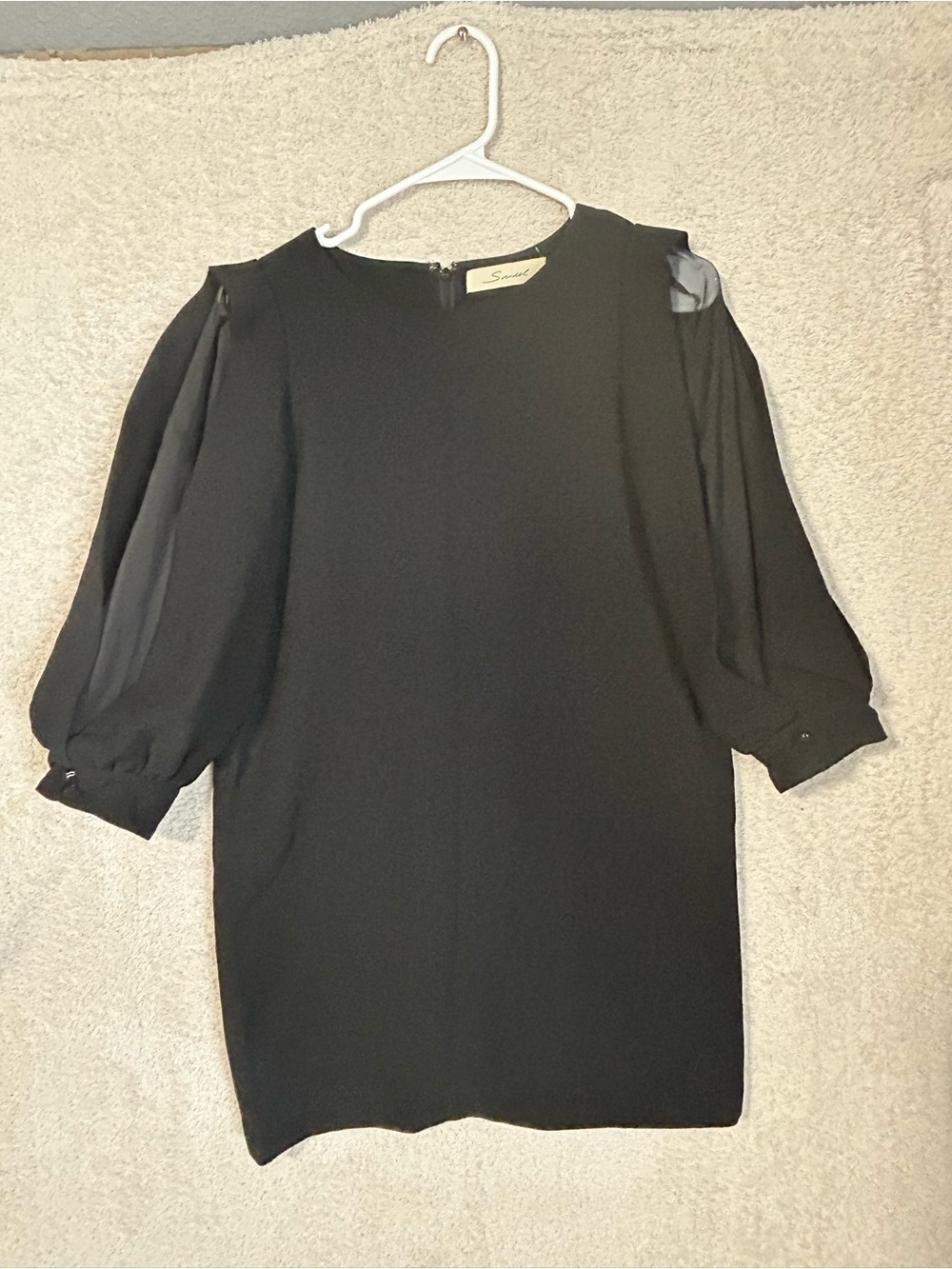 SNIDEL Dress Black Size  1. Puff Sheer Sleeves. Classy Wedding Guest
